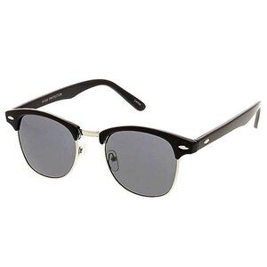 Black Half Frame Club Style Sunglasses 90s Style Preppy Hornrim